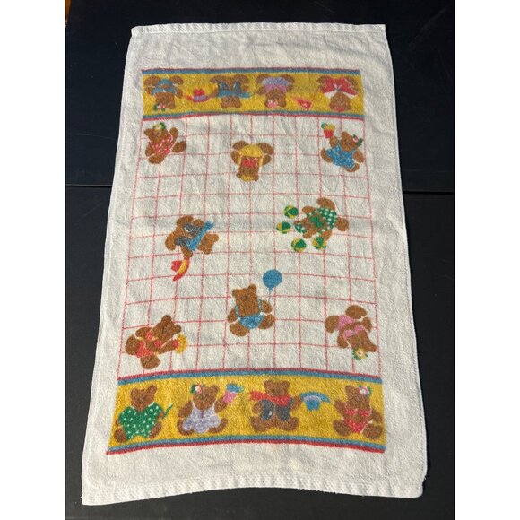 Vintage 1986 Fieldcrest Hand Towel Mrs. Grossman Stickers Bears USA Estate - Picture 1 of 5